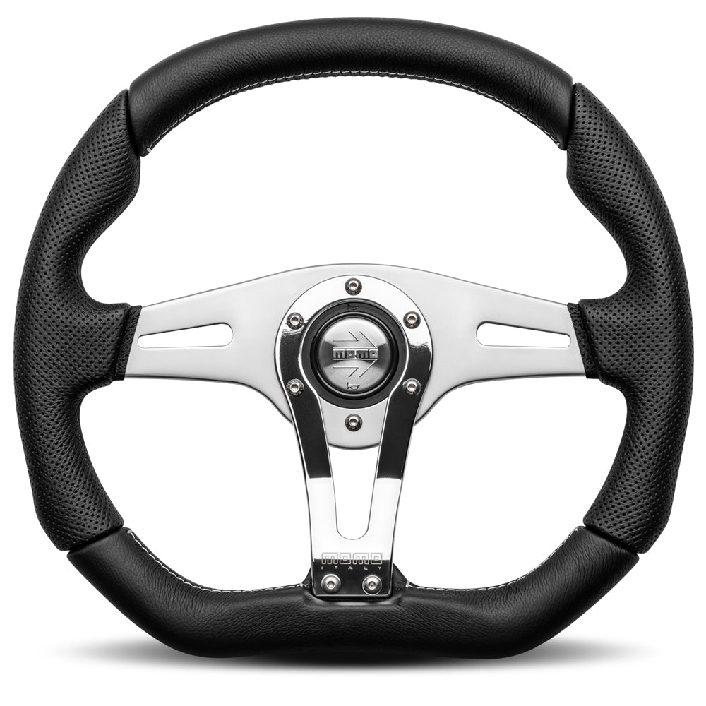 STEERING WHEEL TREK R 350MM BLACK LEATHER