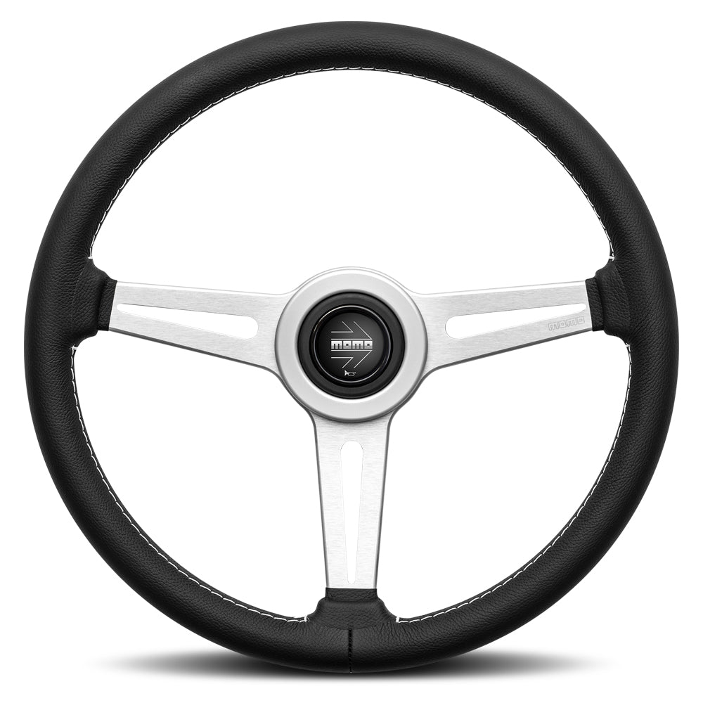 STEERING WHEEL RETRO 360MMMM BLACK LEATHER