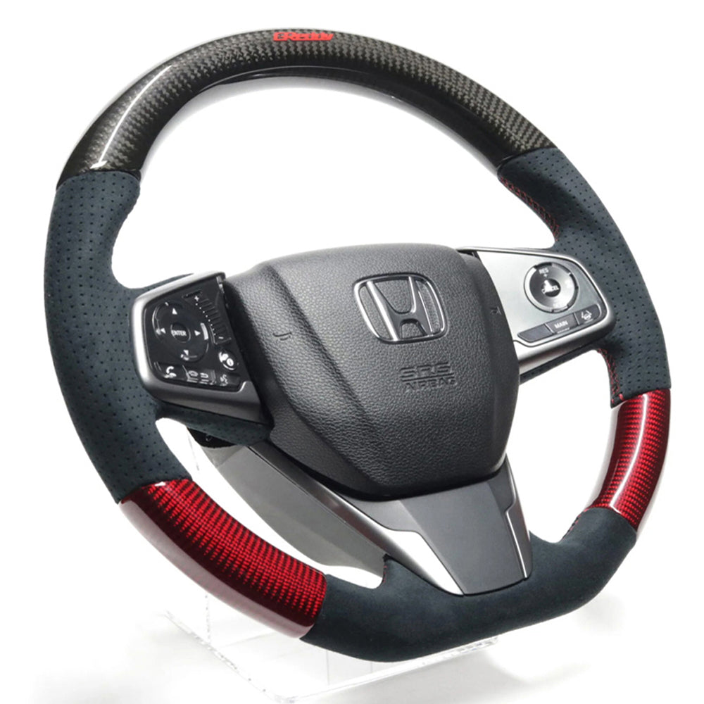 GREDDY STEERING BLACK/RED CARBON (RED LOGO) FK7/FC1
