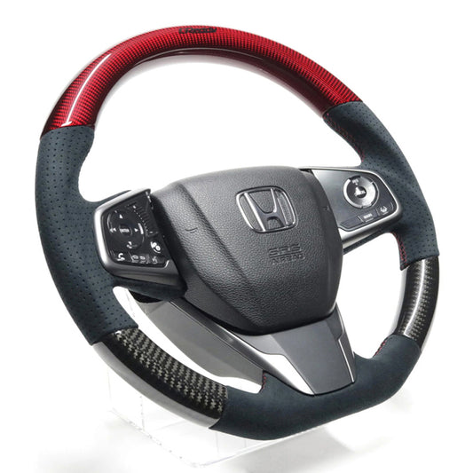 GREDDY STEERING RED/BLACK CARBON (BLACK LOGO) FK7/FC1